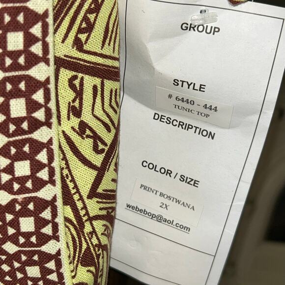 New! We Be Bop Tunic Top 2X Botswana Plus Boho Linen Button Up Tribal Safari - Picture 9 of 12